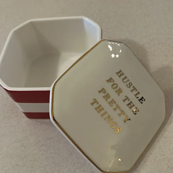 “Hustle For The Pretty Things” Extra Large Bold Striped Trinket Box NEW - Picture 3 of 15